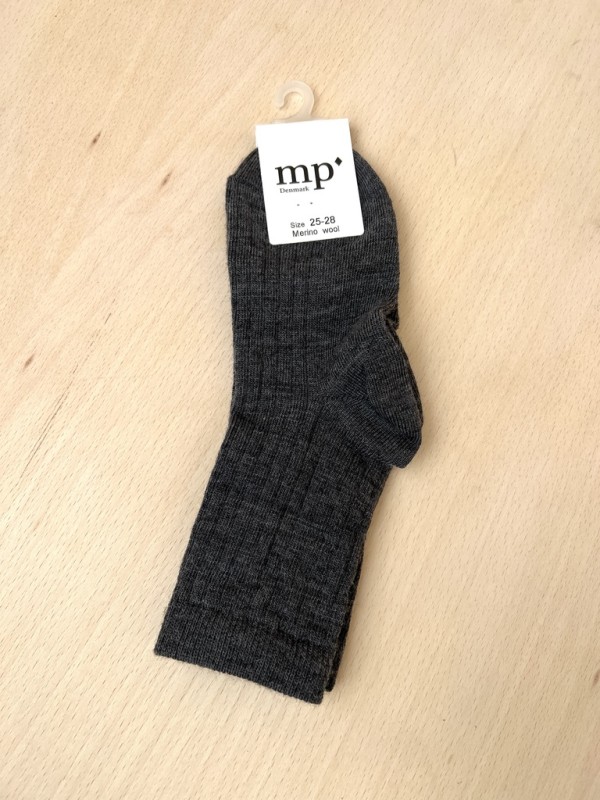 MP DENMARK Wool Rib Socks Côte 497 Dark Grey Melange