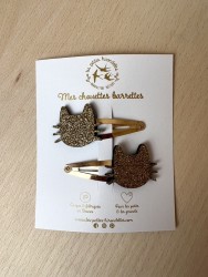 LES PETITES HIRONDELLES Barrette Chats Moustaches Doré