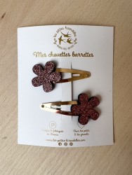 LES PETITES HIRONDELLES Barrettes Fleur Rose