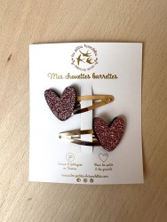 LES PETITES HIRONDELLES Barrettes Coeur Rose