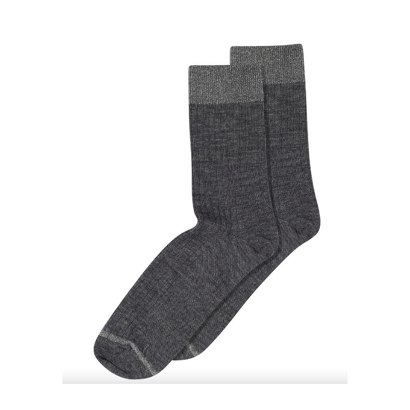 MP DENMARK Erina Wool Rib Socks 497/Dark Grey Melange