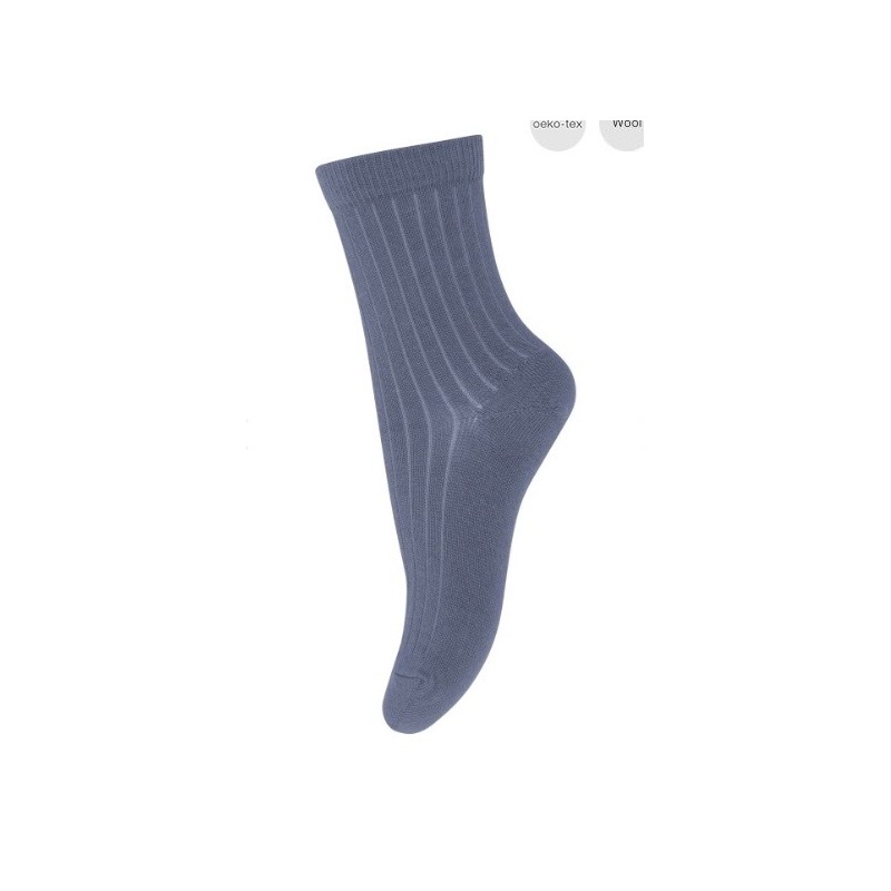 MP DENMARK Wool Rib Socks Côtes/4222 Stone Blue