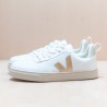 VEJA Small V-10 Laces White Platine Silver