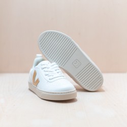 VEJA Small V-10 Laces White Platine Silver