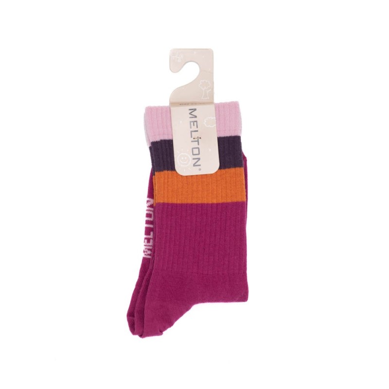 MELTON Wide Stripes Socks Festival Fuchsia