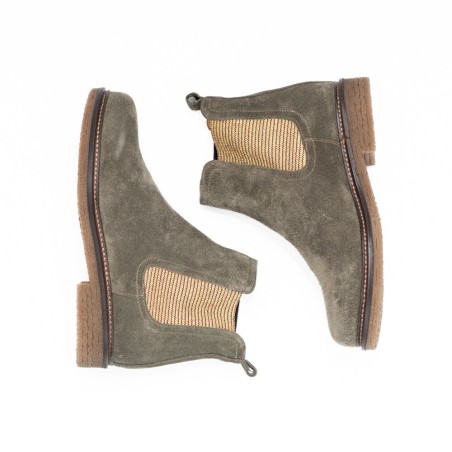 ALIWELL Chelsea Boots Aria Velours Kaki/Or