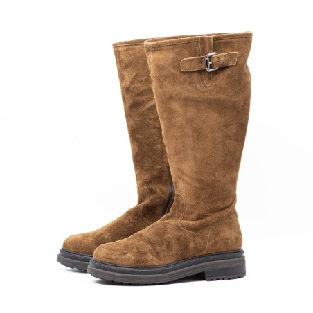 ALIWELL Botte Polka Velours Camel