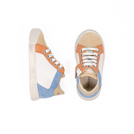 Baskets enfant cuir tressé et bleu ciel Falcotto | Victoire