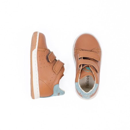 Baskets enfant cuir cognac à scratch Falcotto Adam | Victoire