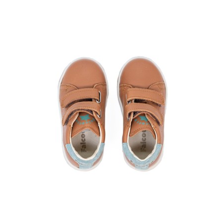 Baskets enfant cuir cognac à scratch Falcotto Adam | Victoire