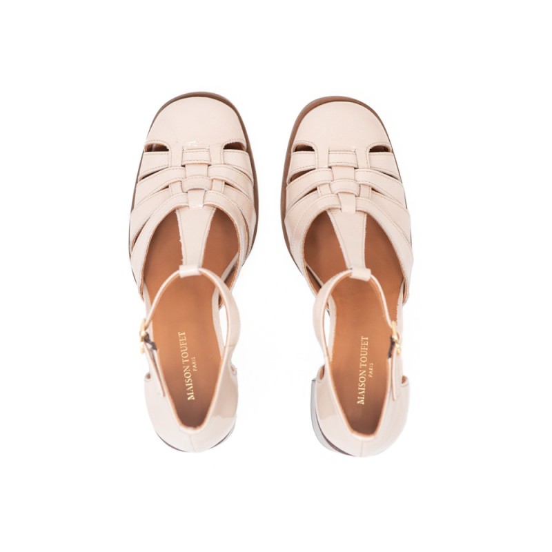 MAISON TOUFET Beatrice Cuir Verni Froissé Beige