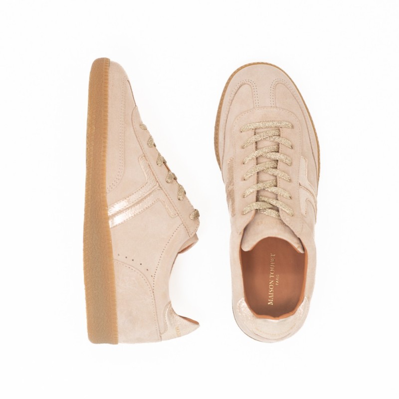MAISON TOUFET Solveig Cuir Velours Beige/Doré