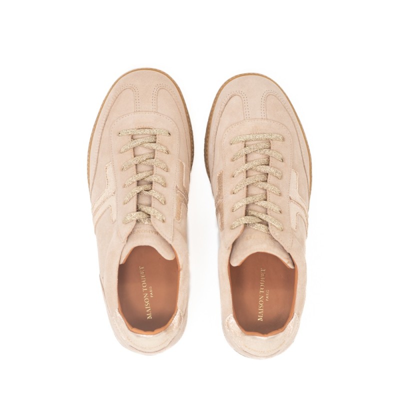 MAISON TOUFET Solveig Cuir Velours Beige/Doré