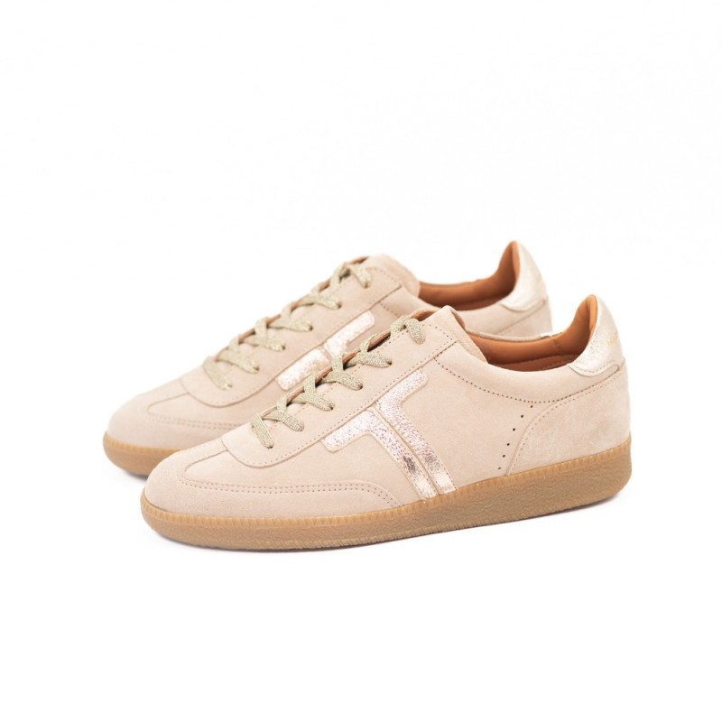 MAISON TOUFET Solveig Cuir Velours Beige/Doré