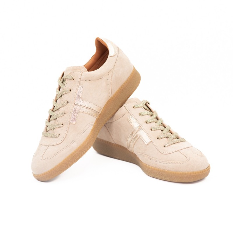MAISON TOUFET Solveig Cuir Velours Beige/Doré