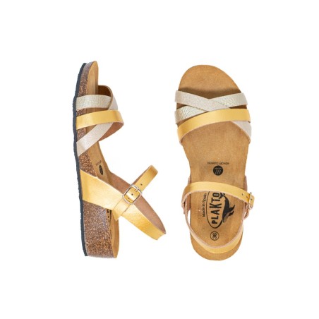 PLAKTON Sandale Noria Lame Metal Oro