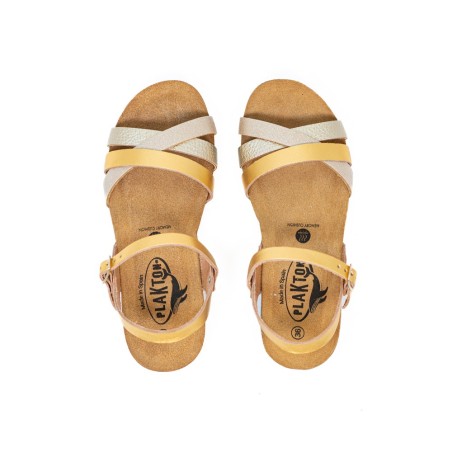 PLAKTON Sandale Noria Lame Metal Oro