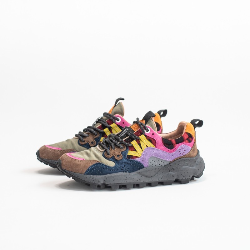 FLOWER MOUNTAIN Yamano 3 Woman Suède/Nylon Leo Anthracite Violet