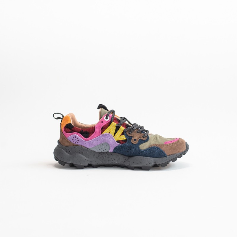 FLOWER MOUNTAIN Yamano 3 Woman Suède/Nylon Leo Anthracite Violet