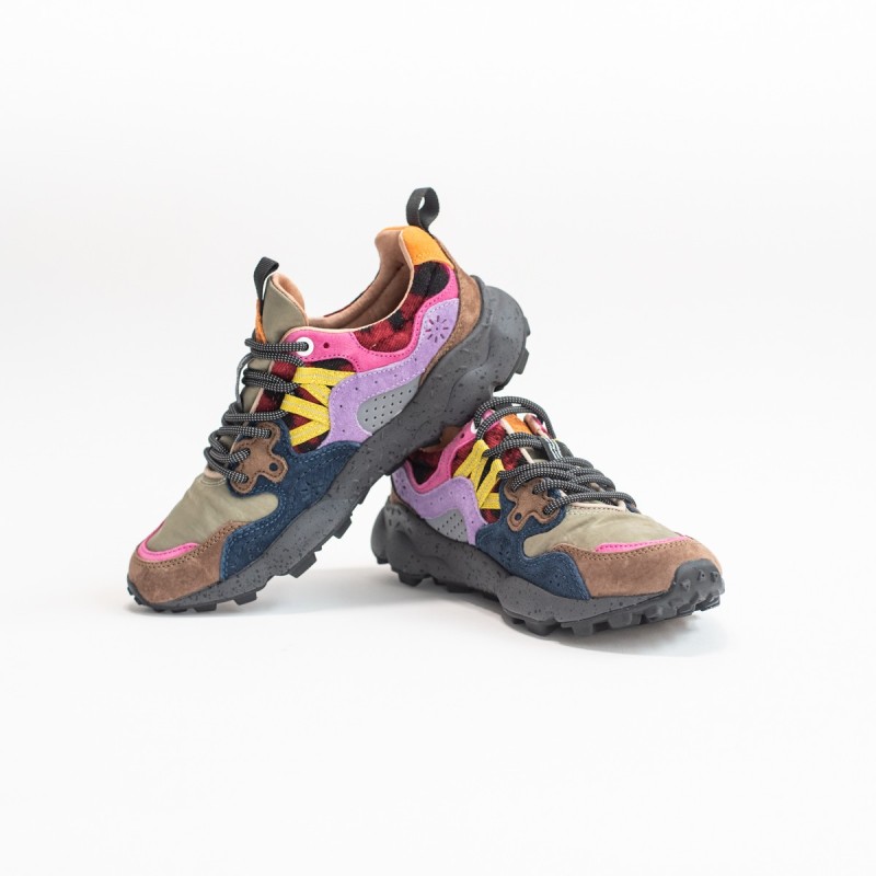 FLOWER MOUNTAIN Yamano 3 Woman Suède/Nylon Leo Anthracite Violet