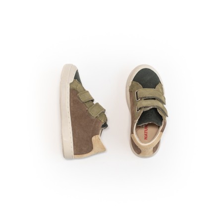 NATURINO Basket Lovan VL Suède Wax Forest Lightbrown-Militare
