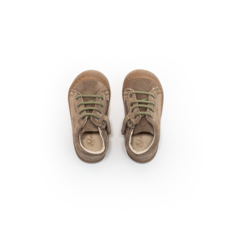 NATURINO Cocoon Zip Suède LightBrown-Militare