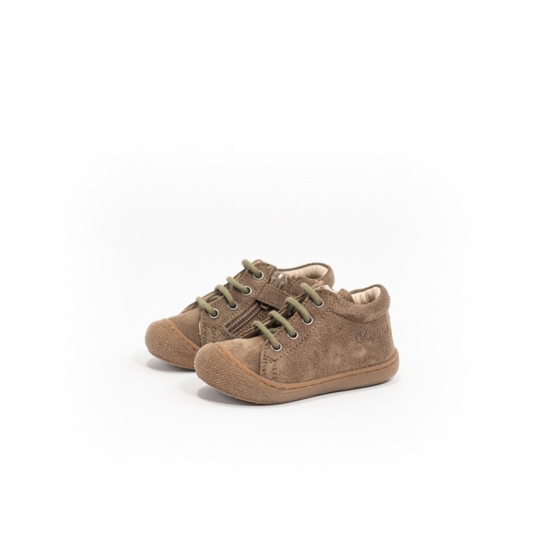 NATURINO Cocoon Zip Suède LightBrown-Militare
