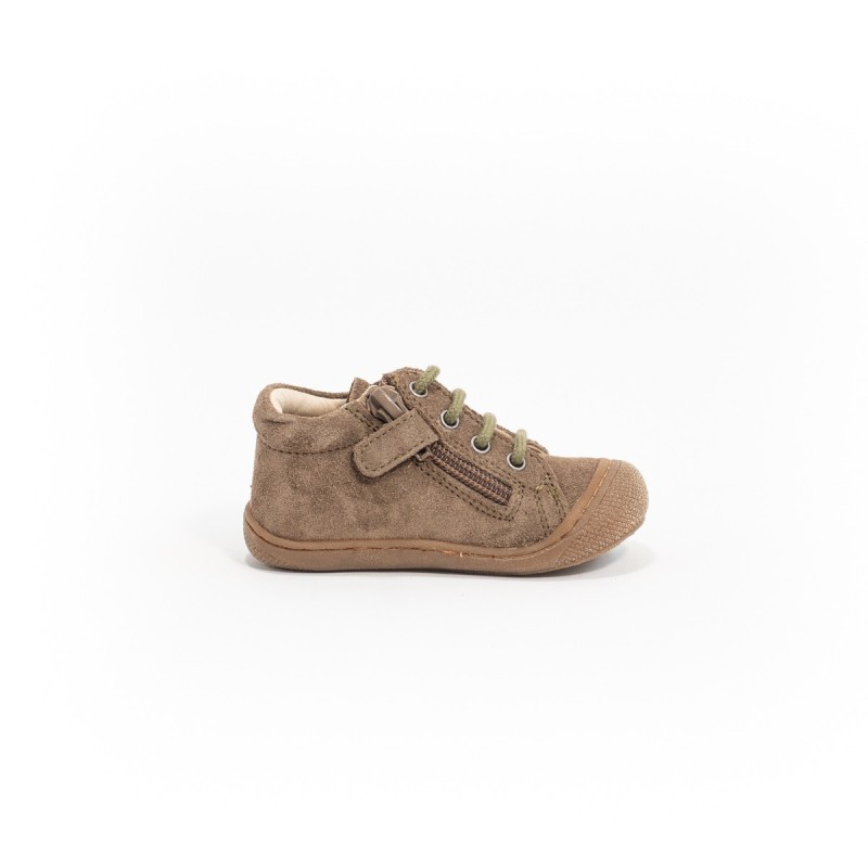 NATURINO Cocoon Zip Suède LightBrown-Militare