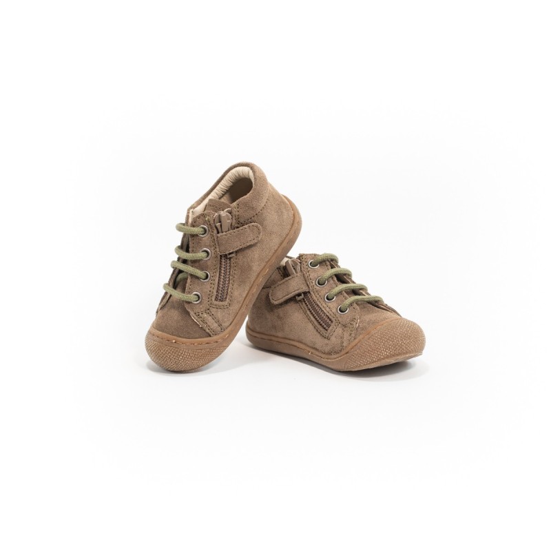 NATURINO Cocoon Zip Suède LightBrown-Militare