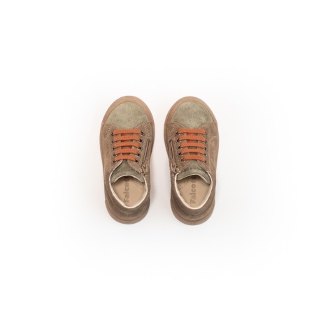 Baskets enfant nubuck taupe lacets rouille Falcotto | Victoire