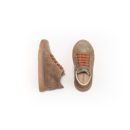 Baskets enfant nubuck taupe lacets rouille Falcotto | Victoire