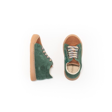 Baskets enfant vert bouteille et cognac Falcotto | Victoire