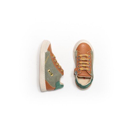 NATURINO Basket Faluk High Zip Cognac-Olive-Greenbottle