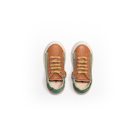 NATURINO Basket Faluk High Zip Cognac-Olive-Greenbottle