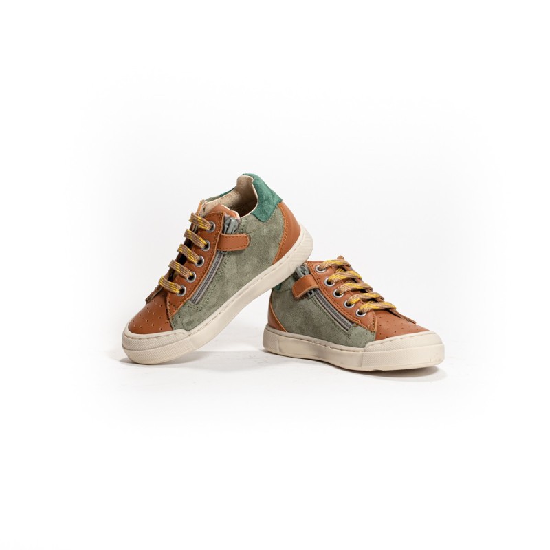 NATURINO Faluk High Zip Cognac-Olive-Greenbottle