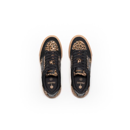 FAGUO - Walnut PLatform Tennis Wov-Suède BLA26