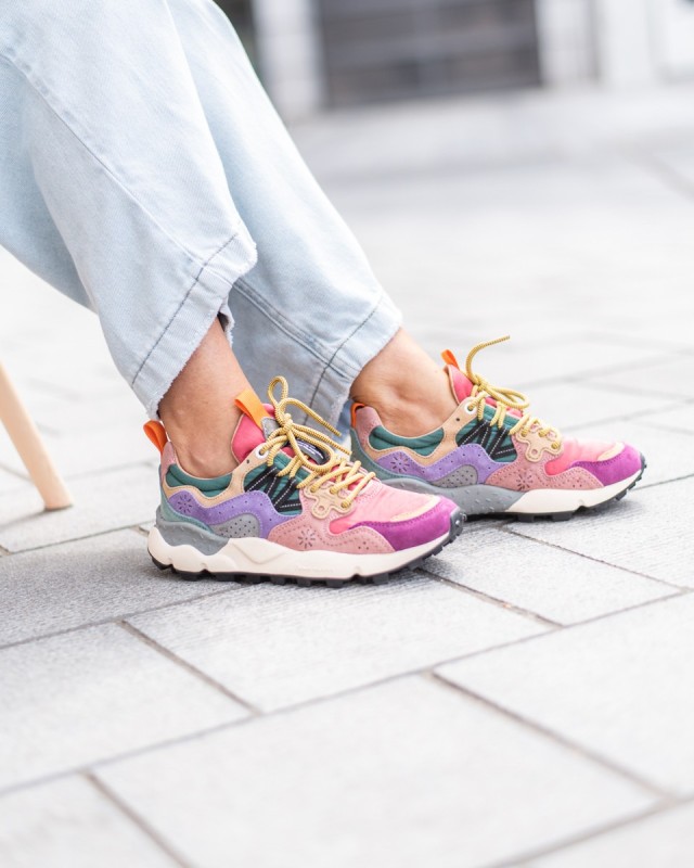 FLOWER MOUNTAIN Yamano 3 Woman Suède/Nylon Burgundy-Fuchsia-Cipria