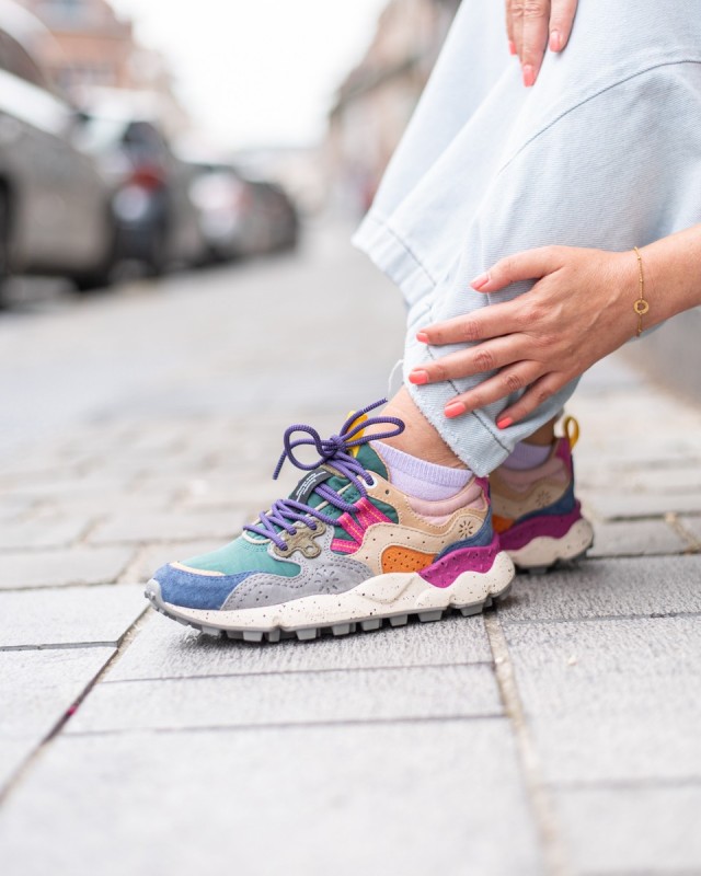 FLOWER MOUNTAIN Yamano 3 Woman Suède/Nylon Petrol-Stone-Beige