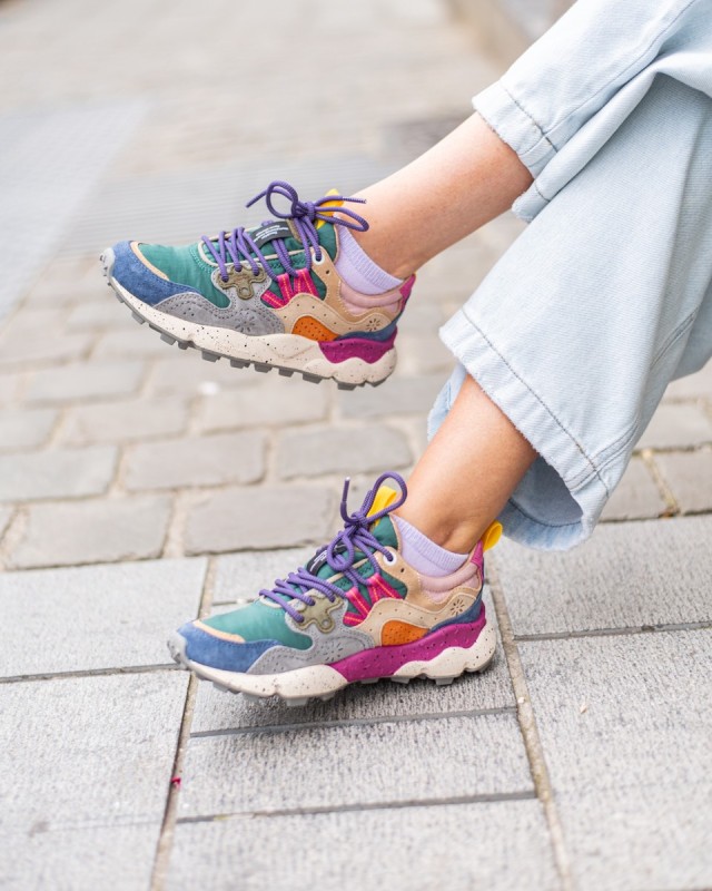 FLOWER MOUNTAIN Yamano 3 Woman Suède/Nylon Petrol-Stone-Beige