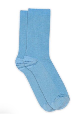 MP DENMARK Chaussette Fine Wool Rib Blue Bell