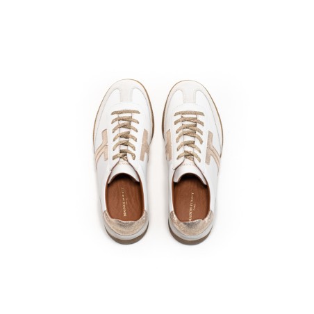 MAISON TOUFET Solveig Cuir Velours Creme/Blanc/Doré