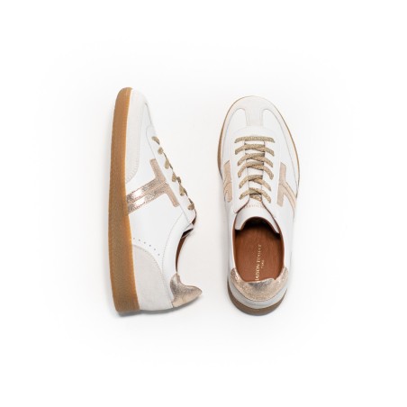 MAISON TOUFET Solveig Cuir Velours Creme/Blanc/Doré