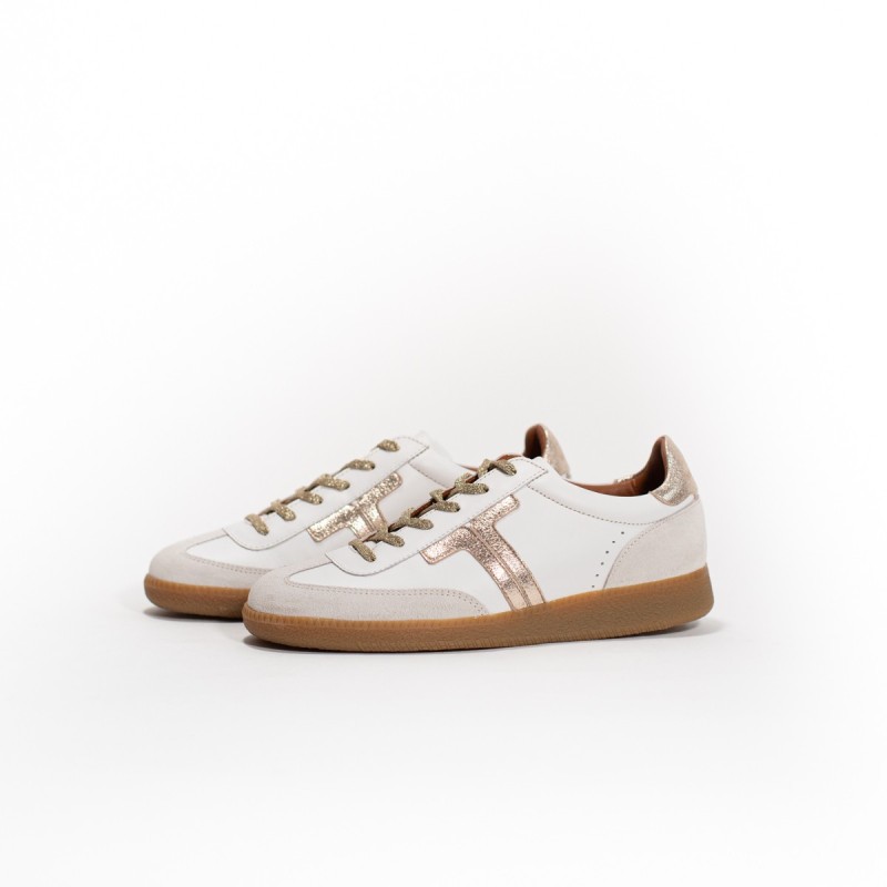 MAISON TOUFET Solveig Cuir Velours Creme/Blanc/Doré