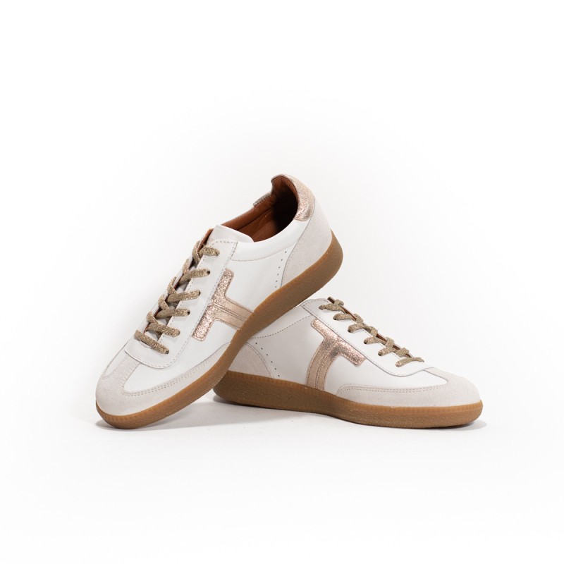 MAISON TOUFET Solveig Cuir Velours Creme/Blanc/Doré