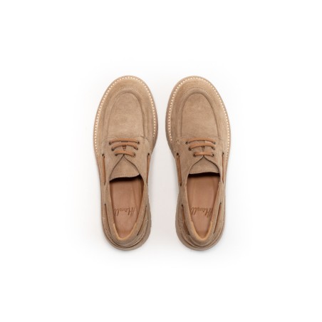 Chaussures bateau femme Aliwell Riva cuir velours désert
