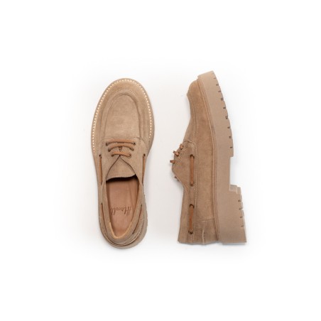 Chaussures bateau femme Aliwell Riva cuir velours désert