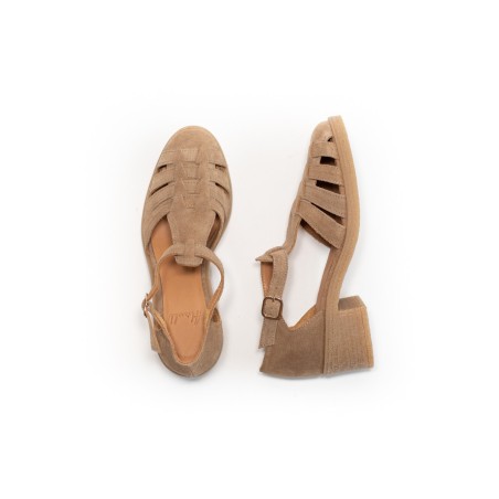 Sandales Aliwell Dolores cuir velours désert