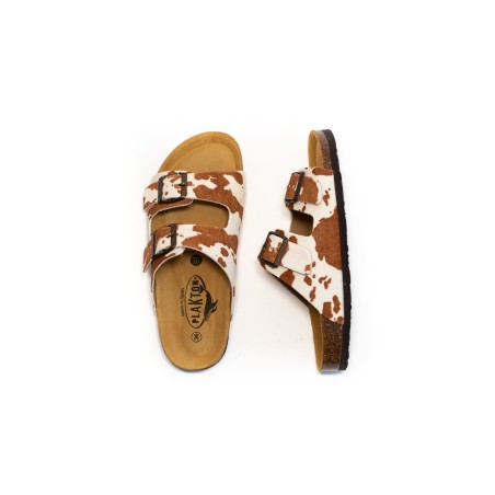 PLAKTON Mules Beta Animal Print Cuero