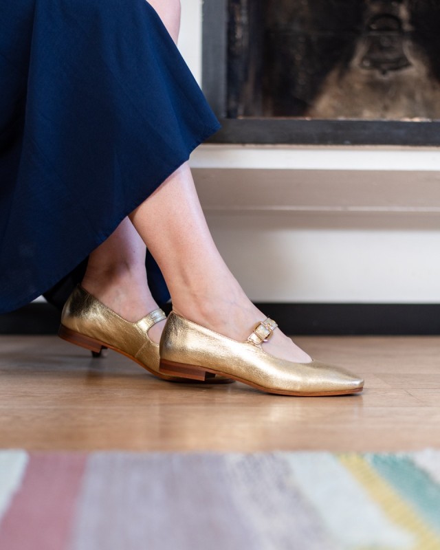 Ballerines Aliwell Lisor cuir métallisé blondi