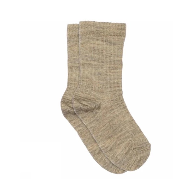 MP DENMARK Chaussette Wool Rib 489/Light Brown Melange